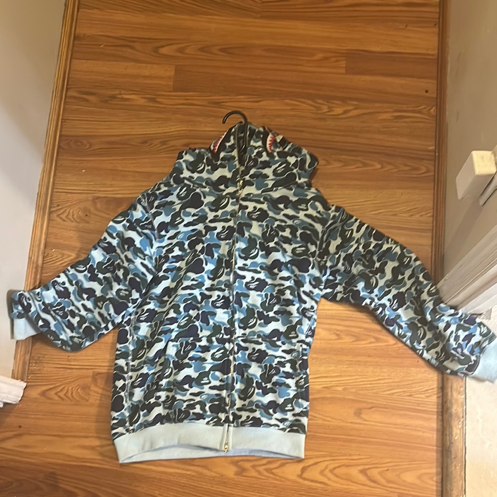 Blue Camouflage Zip-Up Hoodie
